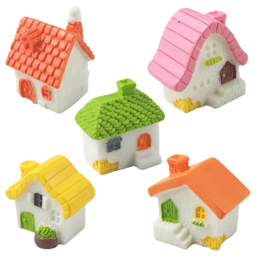 EMiEN 5 Pieces Mini House Miniature Ornament Kits,Miniature Ornament for