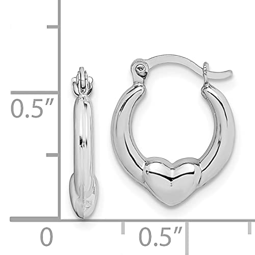 10K White Gold Heart Hoop Earrings Love Fine Jewelry For Women Gifts For Her #TOP1