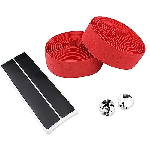 Mantain Bike Handlebar Tape Cork Bicycle Handlebar Tape EVA Foam Cycling Handle Wraps Red Color for Road Bike 2 Rolls