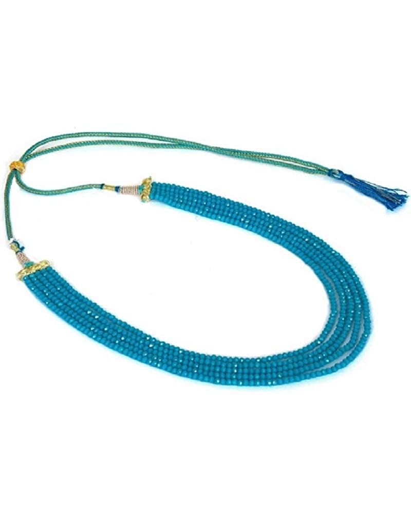 MANBHAR GEMS - Semi Precious Crystal Gemstone 5 Layer Necklace Firozi Colour 16" Round Faceted Beads Mala For Girl and Women Fashion Jewellery (B09PLJ9PFL) Amazon Price History, Amazon Price Tracker