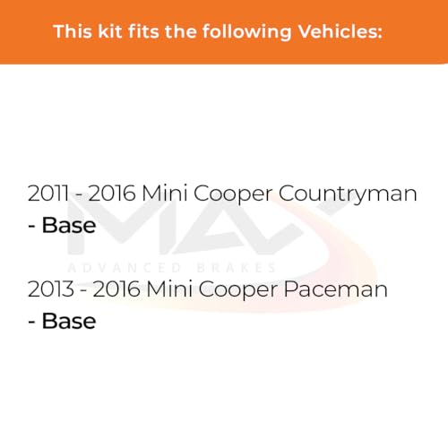 Image of Max Advanced Brakes Front Brake Kit Compatible With 2011-2014 2015 2016 Mini Cooper Countryman Cooper Paceman Base Replacement Premium OE Disc Brake Rotors and Ceramic Brake Pads