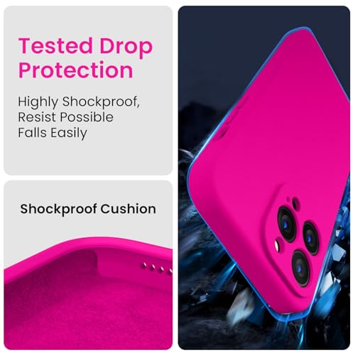 Image of FireNova Designed for iPhone 14 Pro Case, Silicone Upgraded [Camera Protection] Phone Case, Soft Anti-Scratch Microfiber Lining Inside, 6.1 inch,Hot Pink