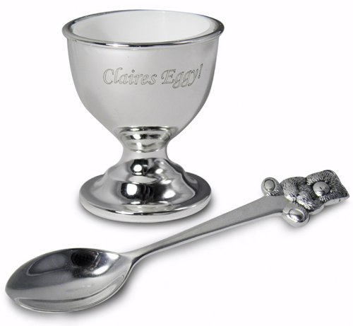 Personalised Engraved Silver Plated Egg & Spoon Gift Set - New Baby, Christening