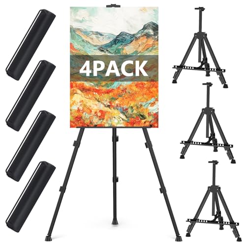 Easel Stand for Sign, Hemndic 66' Easels Stand for Painting Heavy Duty, Portable Travel Easel for Display (4 Pack)