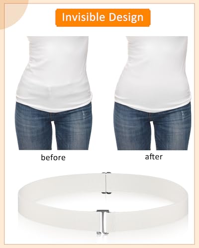 Image of SATINIOR 2 /3 /4 Pack Women Elastic Stretch Belt Invisible Sweater Shirt Tuck Band with Flat Buckle for Jeans Pants