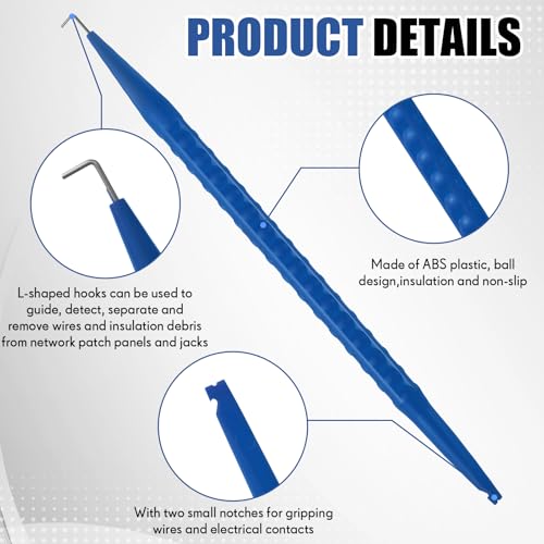 Image of Daifunli 10 Pcs Probe Pick Spudger Tools Bulk Nylon with L-Shaped Wire Hook 7 inch Length for Telecom Data Communication and Alarm Installers (Blue)