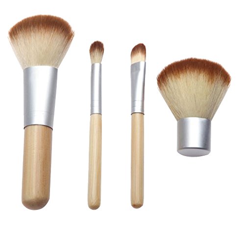 Leegoal 4 Pieces Professional Fiber Hair Cosmetic Makeup Brush Set with Beige Case