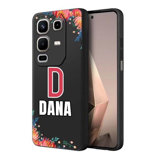 Image of Fashionury Back Cover Case for Infinix Note 50s 5G | Matte Soft Silicon Flexible | Camera Bump Protection | Customized Name with Your Phone Back Cover Black (Pattern 4)