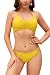 SHEKINI Womens Bikini Padded Cutout Strappy Halter Swimsuits Two Piece Bathing Suits (Medium/(US 8-10), Lily Yellow)