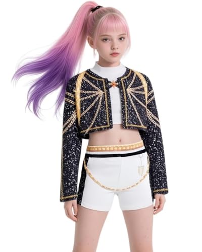 Rumi Golden Costume Kids, Kpop Girls Halloween Cosplay Outfit 11-12Y