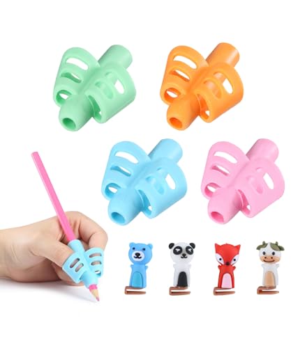 Mr. Pen- Pencil Grips for Kids Handwriting, 4 Pack with 4 Clips, Pencil Grips
