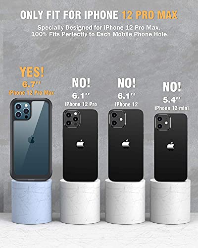Image of miracase Designed for iPhone 12 Pro Max Case, Full Body Rugged Case with Built-in Touch Sensitive Anti-Scratch Screen Protector, Soft TPU Case Compatible with iPhone 12 Pro Max 6.7 inch, Black