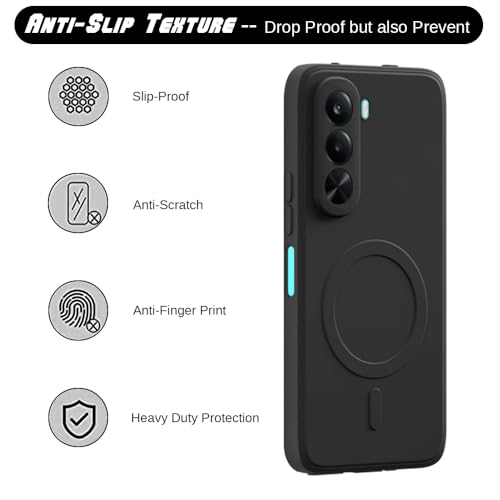 Image of Back Cover Compatible with Realme P4x 5G | MagFit Ring Design (Non-Magnetic) | Shockproof Case | Anti-Slip Grip | Raised Camera Edges | Slim Protective Case for Realme P4x 5G (Matte Black)