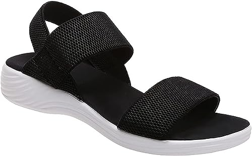 Sandales plates d'été contre les pieds sensibles modèle noir aéré
