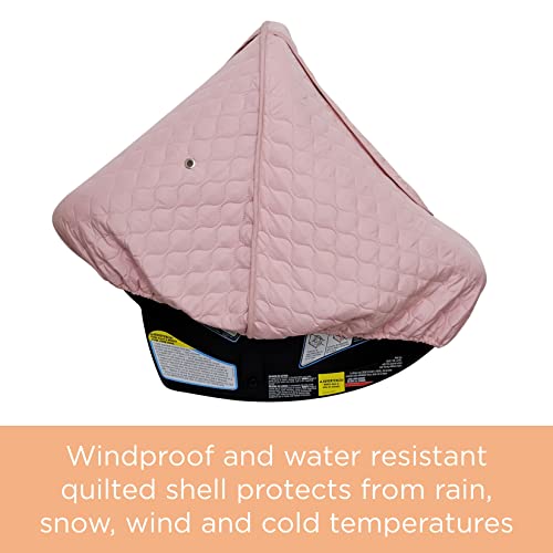 Image of liuliuby Baby Car Seat Weather Shield | Warm Quilted Winter Cover with Clear Window for Infant Carseat | Keeps Babies & Newborn Protected in Cold | Car Seat Cover for Boys & Girls (Pink)