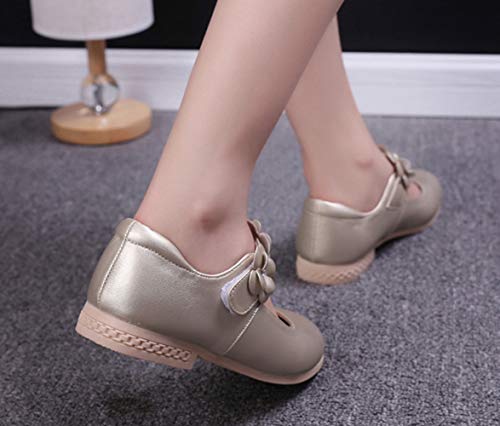 Girls’ Sweet Flower Ankle Strap Princess Dress Mary Jane Flats Shoes Gold Size 9M3
