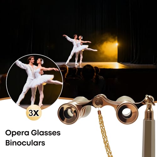 Binoculares Opera 3x25 con mango ajustable y cadena miniatura 2