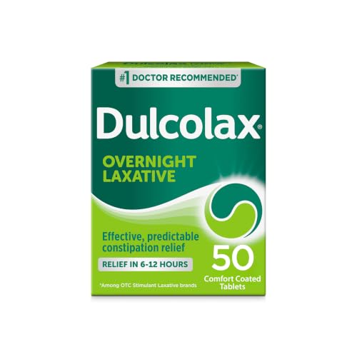 Dulcolax Stimulant Laxative Tablets, Effective & Predictable Overnight Relief, Bisacodyl 5 mg (50ct)