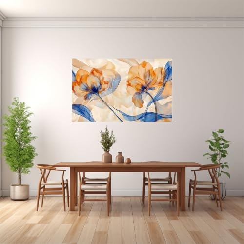Impression sur toile fleur bleue d'exception tableau luxe encadré - 2