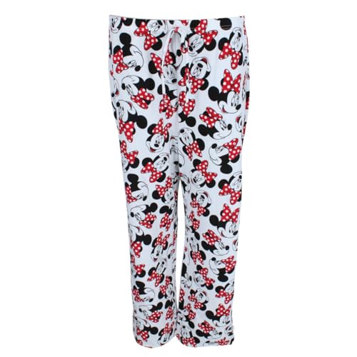 Jerry Leigh Women's Minnie Mouse Bow Toss Lounge Pants, Xlarge, White