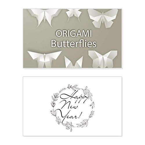 Carte de Nouvel An papillon abstrait blanc pour vœux personnalisés
