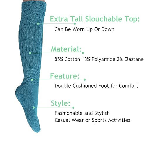 Image of AWS /American Made 3 Pairs Colorful Cotton Slouch Socks Pack for Women Shoe Size 5 to 10