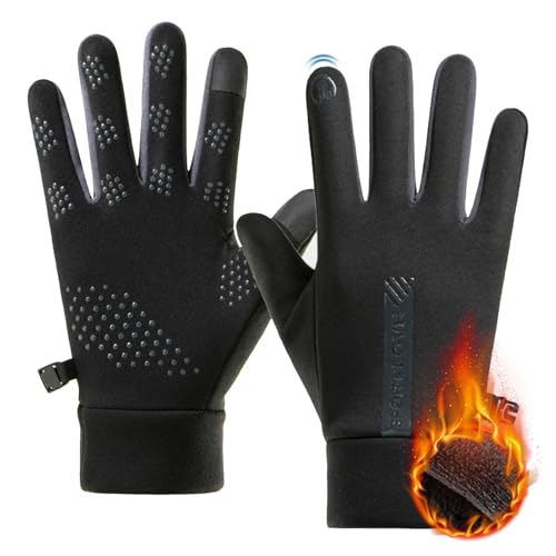 Guantes Invierno Hombre, Guantes Moto Invierno de Pantalla Táctil a Prueba de Viento Impermeables Guantes de Ciclismo Antideslizantes Cálidos para Correr Ski Conducir Escalada Hombre e Mujer