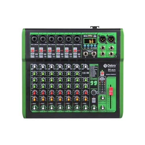 EBAYTV Mezclador de Audio, Consola mezcladora DJ con Efecto Digital 99DSP, alimentación Phantom de 48 V, USB, MP3 for grabación en PC(DI-8UX 8 Channels)