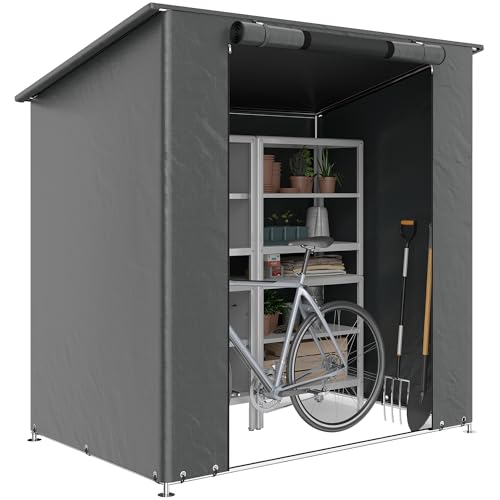 Outsunny Garagenzelt 1 9x1 2 m Wasserdicht Zeltgarage mit Pultdach aufrollbarer Reißverschlusstür Fenster verstärktem Metallrahmen UV-beständig Lagerzelt Weidezelt für Gartenwerkzeuge Dunkelgrau