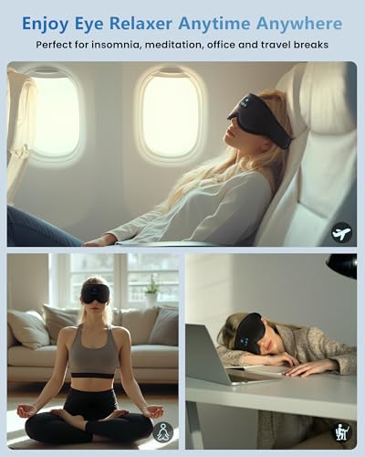 Bluetooth Sleep Mask, 100% Blackout 3D Sleep Headphones Eye Mask with Headphones for Men & Women, Wireless Music Sleeping Mask Headphone, Long Battery Life, Ideal for Travel/Nap/Night (Black) - Image 7