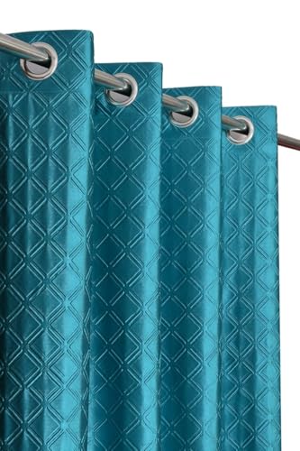 Image of Coin Punching Curtains 7 Feet Long for Living Room - Door Curtain Set of 1 Pcs Panel, Velvet Stylish Parda for Home Decor & Office Aqua Colour - 1 Pcs 7 feet