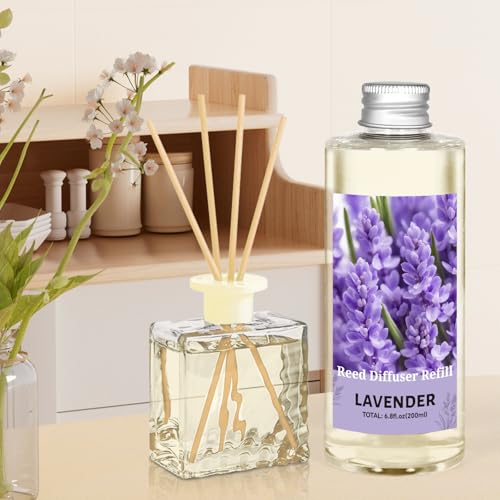 Image of STRN Lavender Essential Oil Reed Diffuser Refill 200ml Long-Lasting Aromatherapy, Natural Fragrance Liquid with Eco-Friendly Bottle for Home, Bedroom, Spa