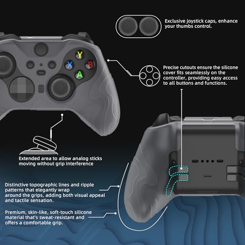 Image of PlayVital Mountain Range Edition Silicone Cover for Xbox Elite Wireless Controller Series 2, Clear White Anti-Slip Controller Skin for Xbox Elite Series 2 Core with Thumb Grips