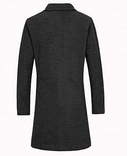 Image of Lisskolo Men's Wool Blend Trench Coat Casual Single Breasted Warm Pea Coat | Notch Collar Classic Overcoat, Wind Resistant, Layering for Work, Business Formal Casual Party Dating Holiday Fall Winter