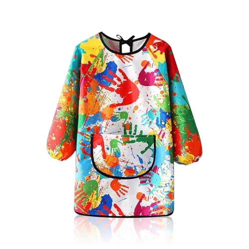 Toumett Kids Painting Apron 6-12 Age Coloured Art Apron for Kids Children Aprons Waterproof Graffiti Long Sleeves Smock with Large Pockets Suitable for Boys and Girls Cooking Painting Craft School