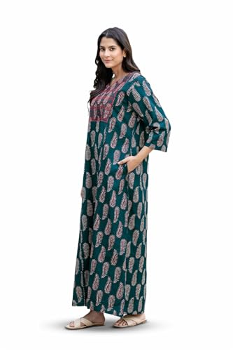 Image of NIHSAMAH Cotton Nighty for Women - Printed Stylish Night Gown, Comfortable Sleepwear Long Nightwear, Maxi
