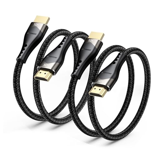 Image of Short HDMI Cable 1.5 FT 2-Pack, 10K 8K HDMI 2.1 Ultra High Speed HDMI Cable 18 inch with Ethernet 48Gbps, 8K@60Hz, 4K@120Hz, HDR10, eARC for Monitor, HDTV, PS5, HDMI Switch, PC