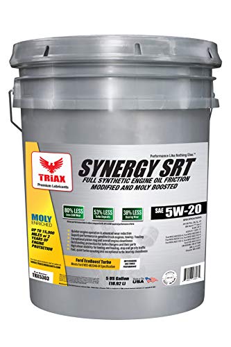 Triax Synergy SRT 5W-20 Full Synthetic PAO and Ester Engine Oil, SN+, Dex 1 Gen 2, Moly and Boron Friction Modified, 15K Miles or 2 Years (5 Gallon Pail)