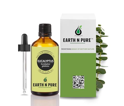 Image of Earth N Pure Eucalyptus Essential Oil (Nilgiri Oil) Undiluted, Natural, Therapeutic Grade with Glass Dropper -100 ml