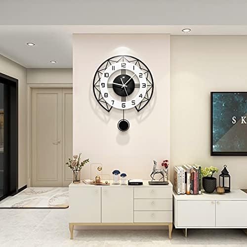 JUJUDA Large Wall Clock for Living Room Decor Modern Silent Pendulum Wall Clock for Home House Kitchen Bedroom Decorative Big Wall Clock Non Ticking Battery Operated Quartz for Indoor Bathroom 17 Inch