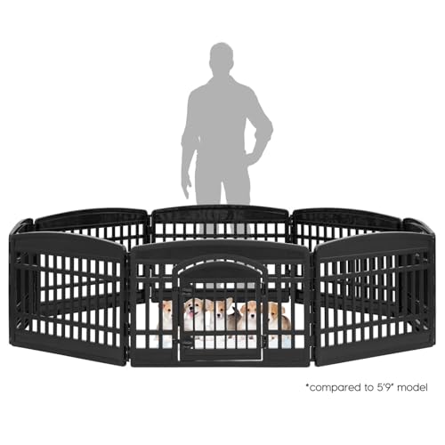 IRIS USA 24" Dog Playpen 8-Panel Pet Exercise Pen with Door Gate 83.5x83.5x24 Puppy Play Pen Indoor Outdoor Plastic Foldable Portable Pet Fence for Small Medium Dogs Puppies Multiple Pets Black by IRIS USA - Image 2