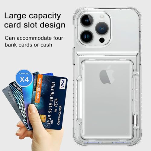 Coque iPhone 15 Pro transparente avec protège-écran en verre et porte-carte intégré