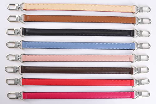 Image of Genuine Leather Plain Strap Replacement Top Handle Leather Strap for Handbag (Black-Silver Lock, 14.5 in)
