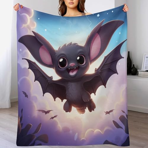Couverture polaire confortable pour lit et canapé motif chauve-souris