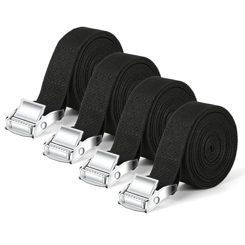 4PCS Heavy Duty Tie Down Straps, 2.5cm x 2M Adjustable Cam Buckle Straps, Quick Release Ratchet Tensioning for Motorcycle, Cargo, Trucks, Trailer, Luggage