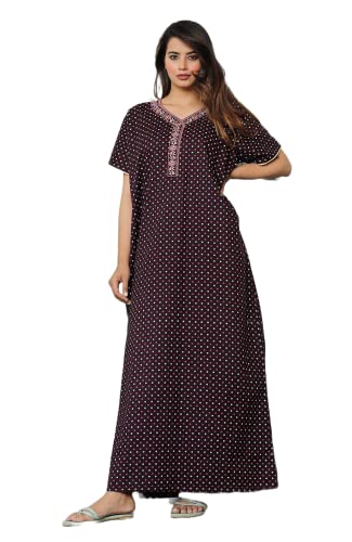 Image of G4Girl Pure Cotton Embroidery Nighty for Women's | Night Gown | Nighty | Nightdress | Maxi | Sleepwear | Jaipuri Nighty | Nighties | Gown