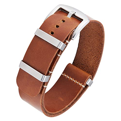 Bracelet de montre en cuir 20mm 22mm interchangeable monobloc marron vintage pour montre