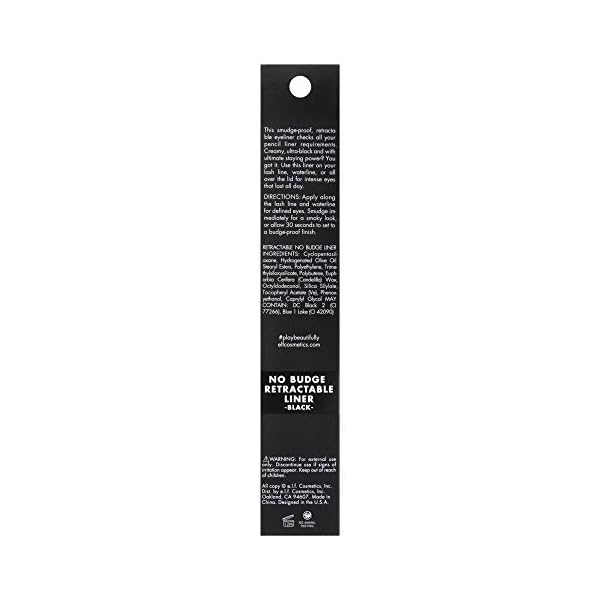 elf-No-Budge-Retractable-Eyeliner-Creamy-Ultra-Pigmented-Waterproof-Creates-Bold-Defined-Lines-Black-0006-Oz-018g e.l.f. No Budge Retractable Eyeliner, Creamy, Ultra-Pigmented & Waterproof, Creates Bold & Defined Lines, Vegan & Cruelty-Free, Black 0.006 Oz