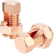 6Pcs Split Bolt Connectors, Brass Ground Wire Clamps for Completing Ground Bonding to 6AWG/ 7AWG/ 8AWG Bare Wire TJ-16