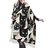 Taille généreuse : mesurant 195,6 x 68,6 cm, cette grande écharpe offre une couverture suffisante pour vous garder au chaud par temps froid. Son éclat subtil et sa texture de poids moyen en font une écharpe épaisse idéale pour les tenues de femme à motif de chat siamois aux yeux bleus